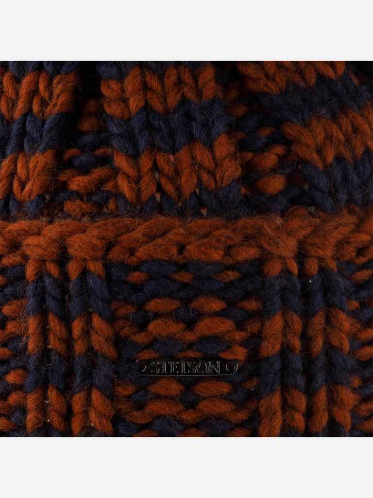 Шапка с отворотом STETSON 8599394 BEANIE STRIPES W POMPOM STETSON FREESTYLE (бордовый / синий)