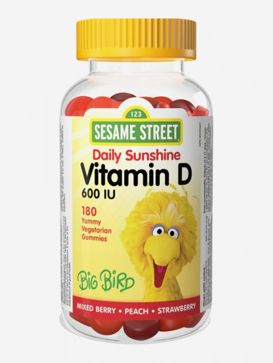 Sesame Street Витамин Д 600 МЕ мармеладный (ягодная смесь, персик, клубника), 180 жев.марм.таб.