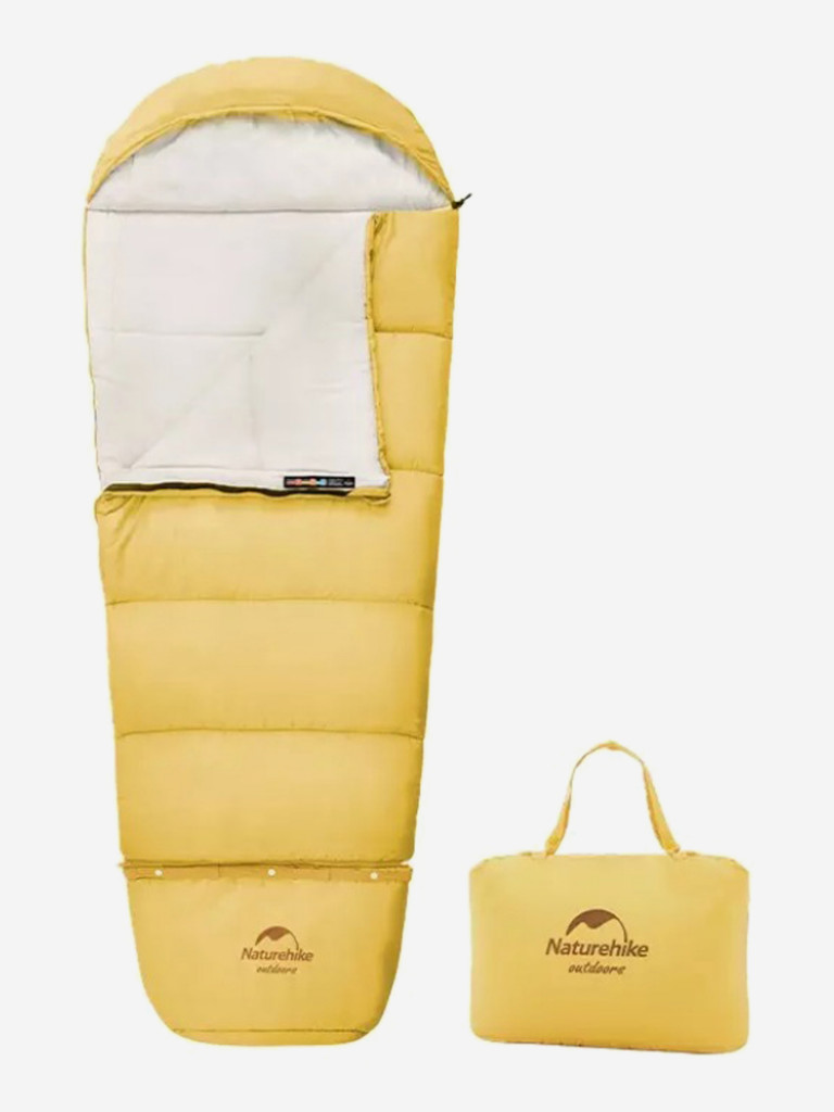 Мешок спальный Naturehike Compact C300, 190х75 см, (правый) (ТК: +6C), Желтый
