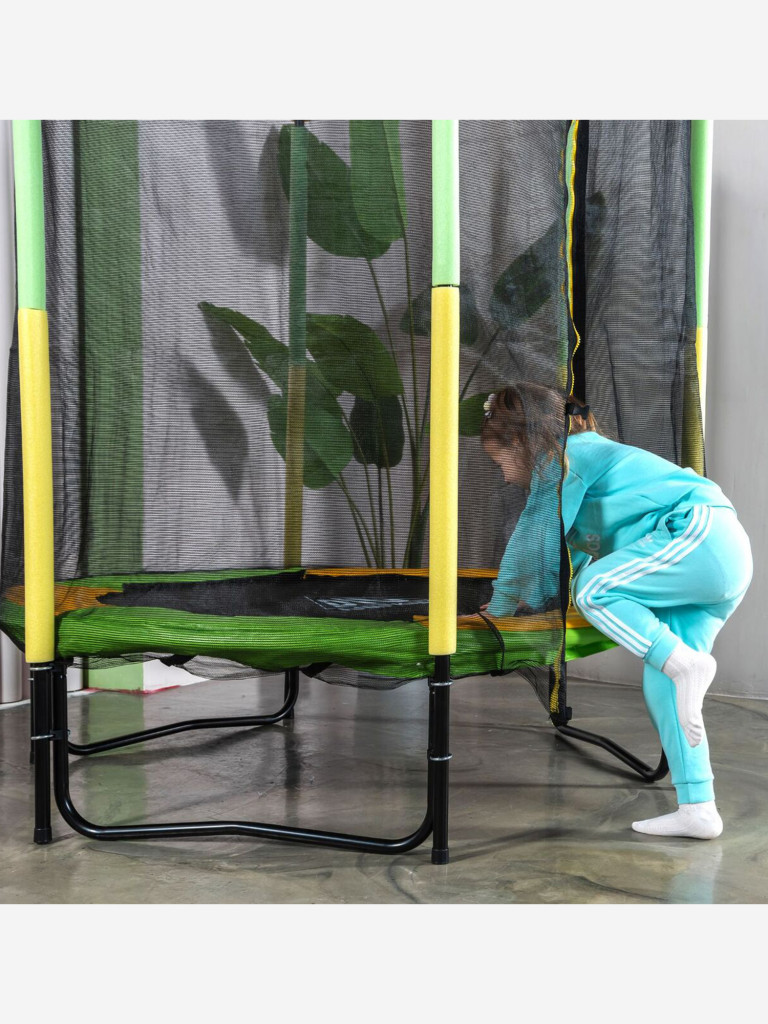 Батут DFC JUMP KIDS 55" 55INCH-JD-GY зеленый/желтый, сетка (137см)