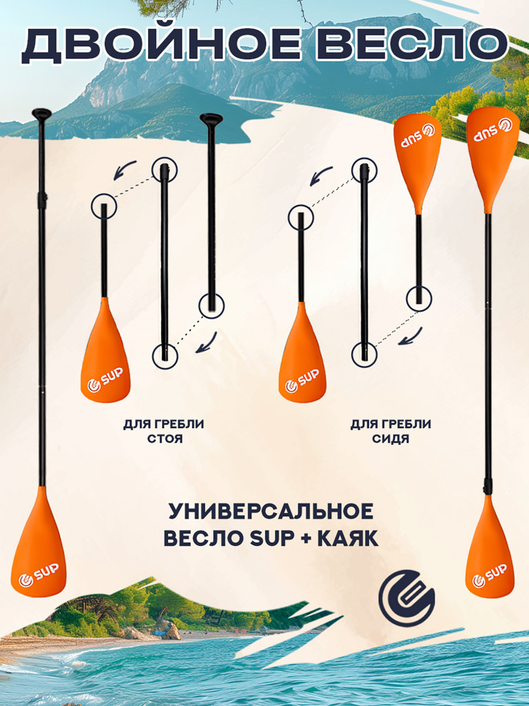 Надувной сапборд E-SUP Ultra Violet 11'6" (351×89×15 см), универсальный