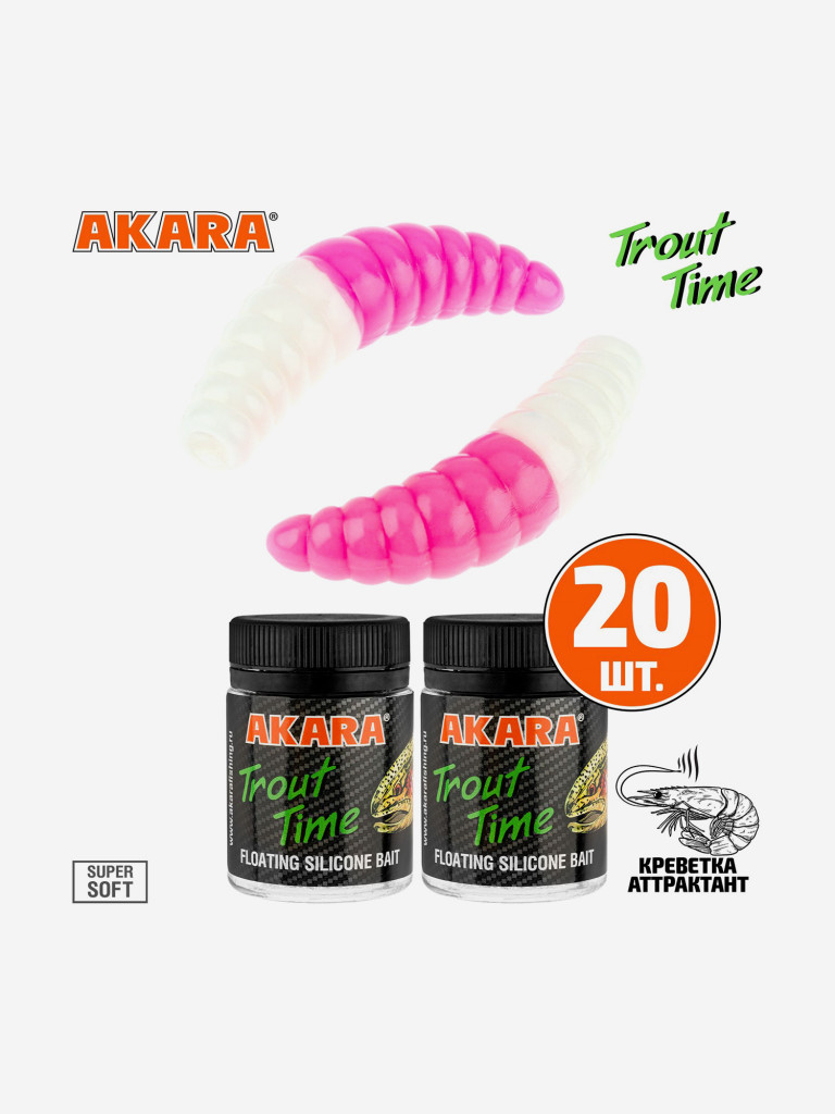 Силиконовая приманка Akara Trout Time MAGGOT 1,6 457, Shrimp (20 шт.)