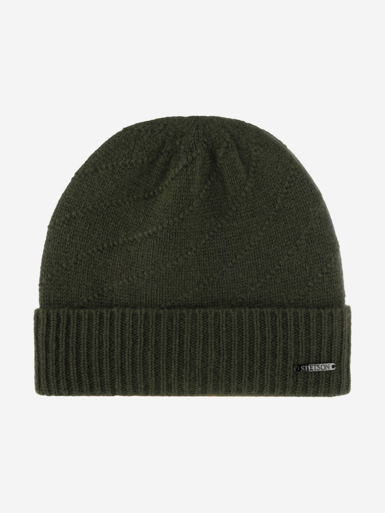 Шапка с отворотом STETSON 8599218 BEANIE CASHMERE (оливковый)