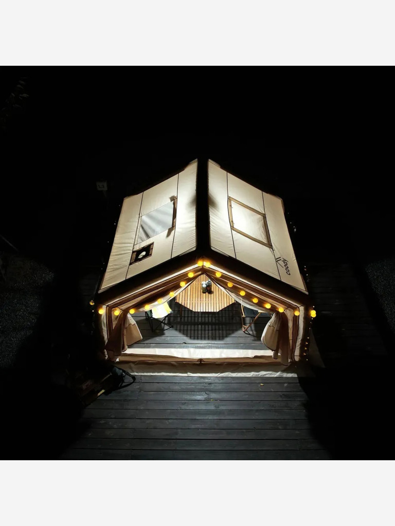 Надувная палатка Coody 9.0 Beige, 320×250×220 см, 2–3 человека, 2 входа, съёмный пол