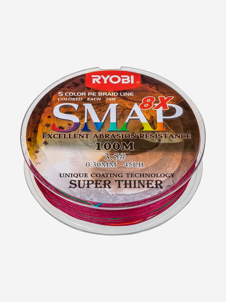 Шнур плетеный для рыбалки Ryobi SMAP PE8X, 100м, 0,31мм, 20кг, мультиколор