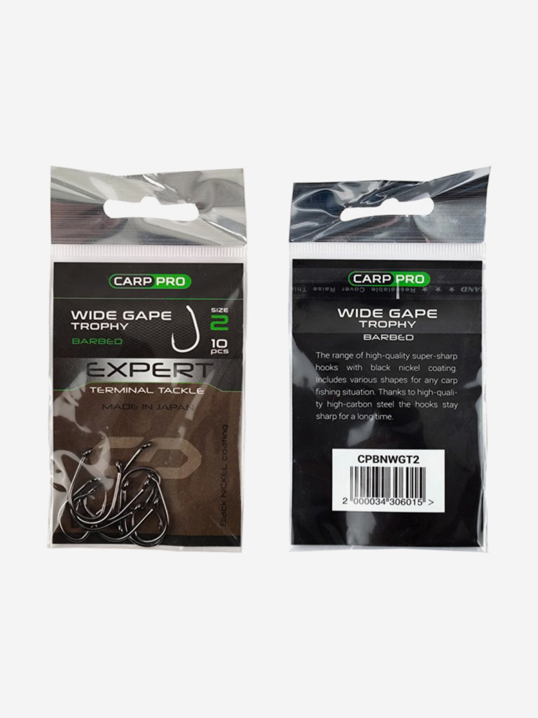 Крючок CARP PRO Black Nickel Wide Gape Trophy №2 10шт