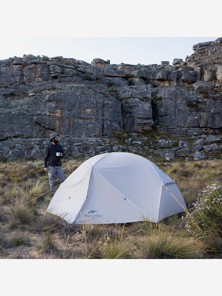 Палатка Naturehike Mongar NH17T007-M 20D двухместная сверхлегкая , серая, 6927595708071