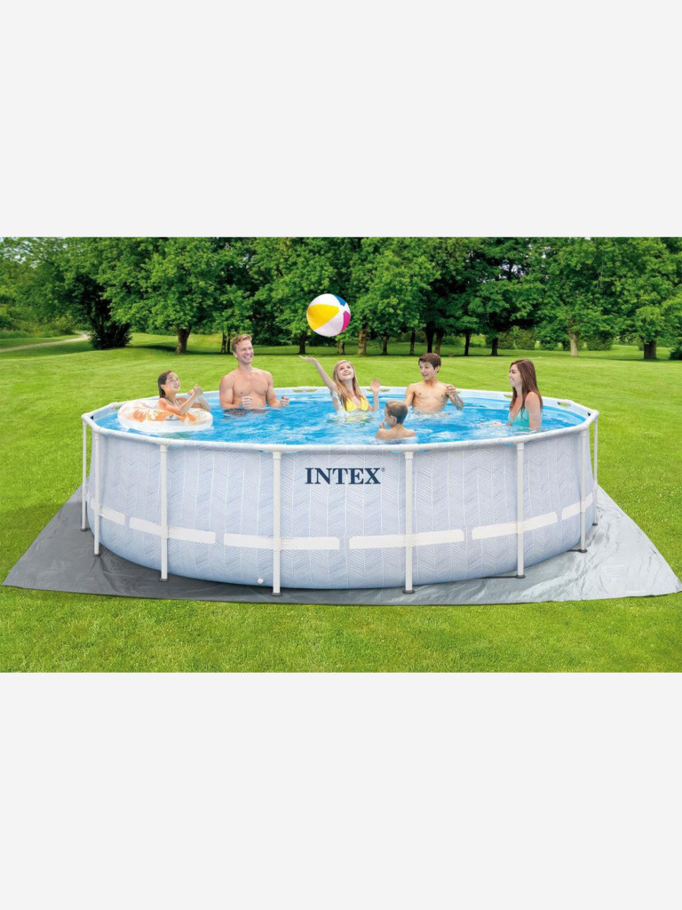 Каркасный бассейн Intex 26746 Chevron Prism Frame (488х122см) фил.-нас., лестница, тент, подст.