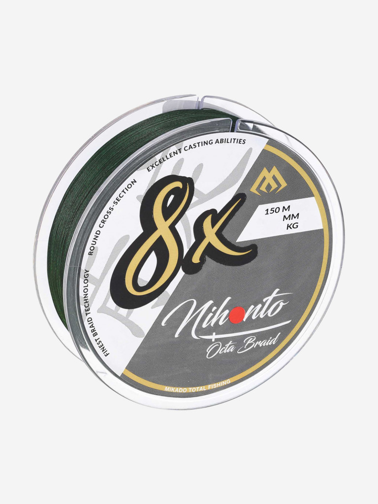Плетеный шнур Mikado NIHONTO OCTA BRAID 0,12 green (150 м) - 8.90 кг.