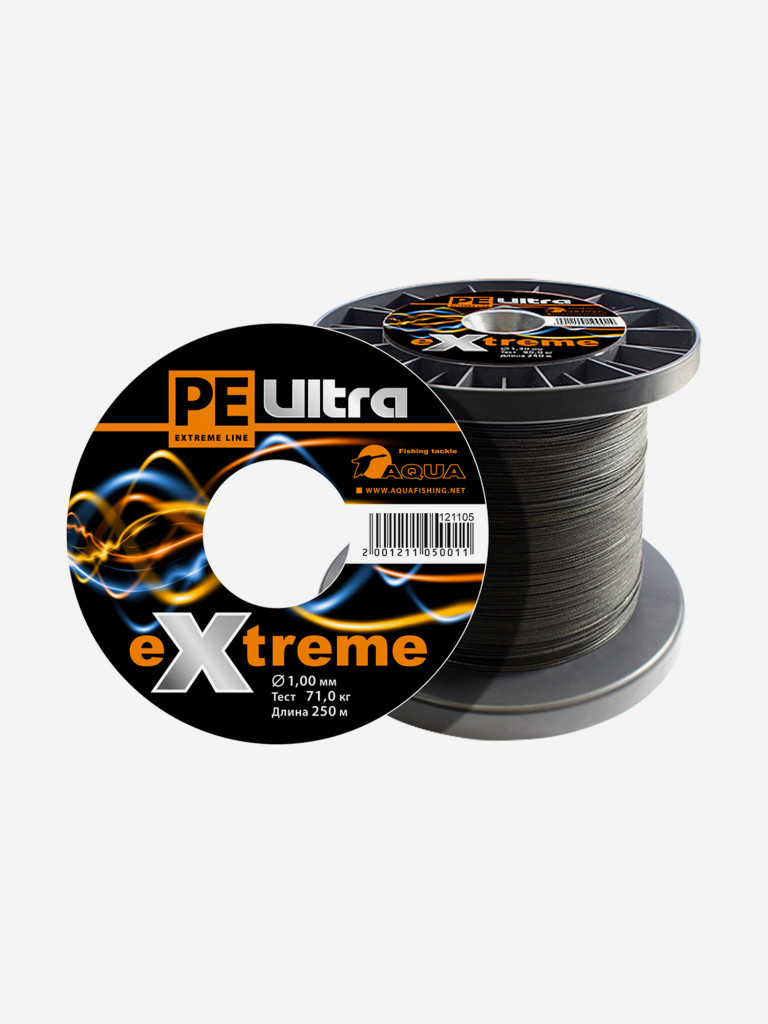 Плетеный шнур для рыбалки AQUA PE ULTRA EXTREME 1,00mm (цвет черный) 250m