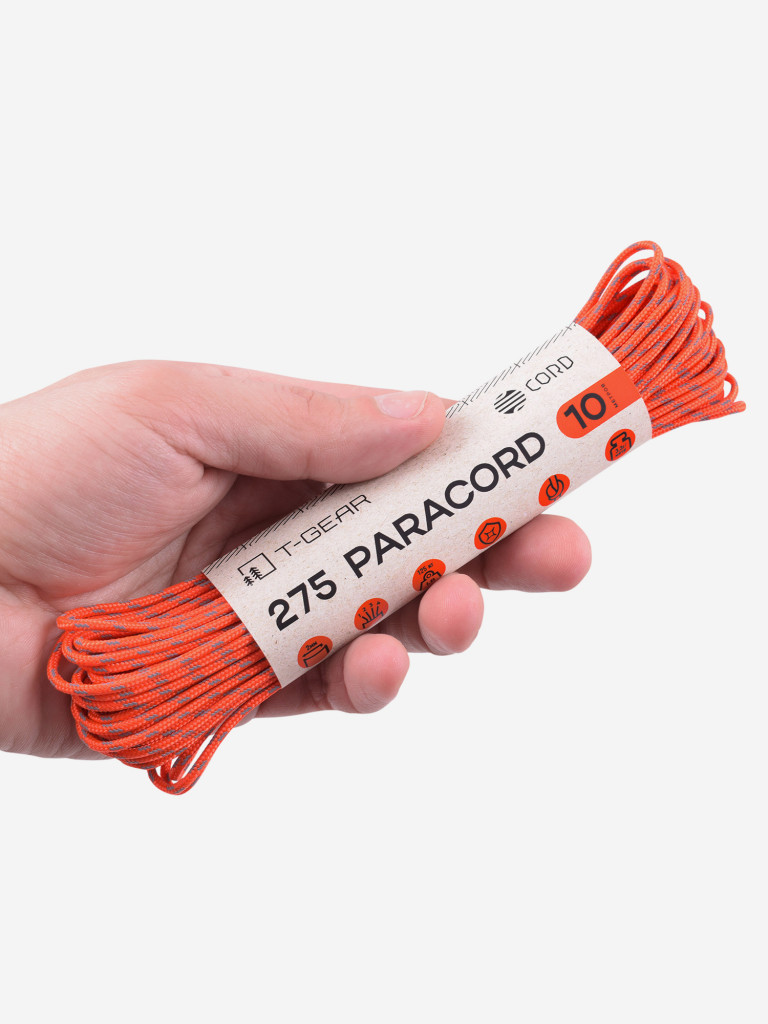 Паракорд 275 T-Gear x CORD nylon 10м световозвращающий (Neon Orange)
