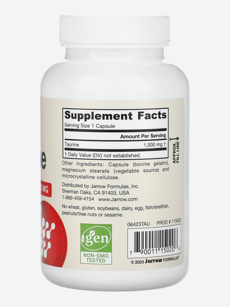 Бад, аминокислота, таурин 1000 мг, энергия и выносливость, Jarrow Formulas Taurine 1000 mg 100 caps
