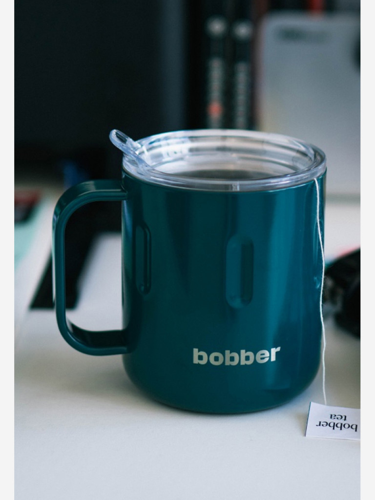 Вакуумная стальная термокружка с крышкой Bobber Mug 300 мл темно-бирюзовый тепло до 2 часов