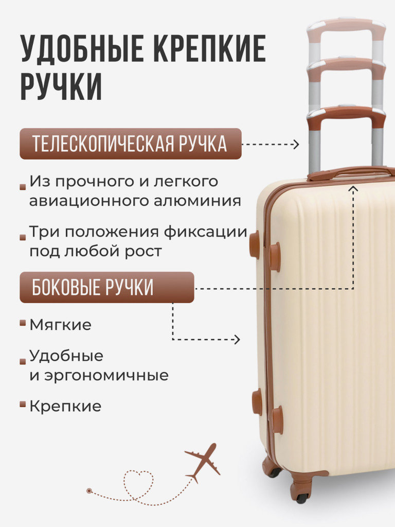 Чемодан Tevin s ручная кладь пластиковый неубиваемый