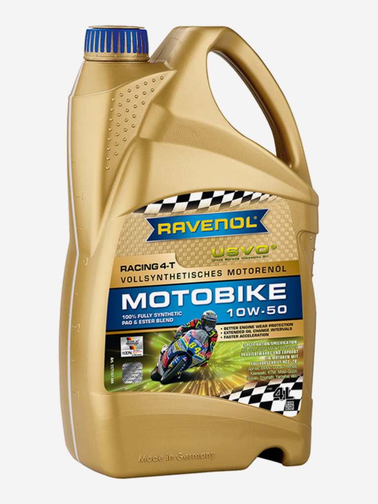 Моторное масло RAVENOL Racing 4-T Motobike 10W-50 USVO, 4 литра