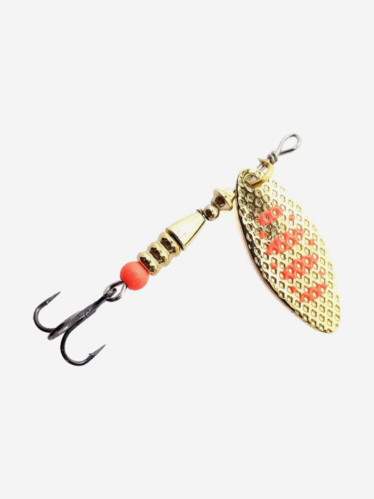 Блесна вращающаяся для рыбалки Mottomo Willow Blade #3 12g Gold 17 для спиннинга. Вертушка на голавля, жереха, щуку