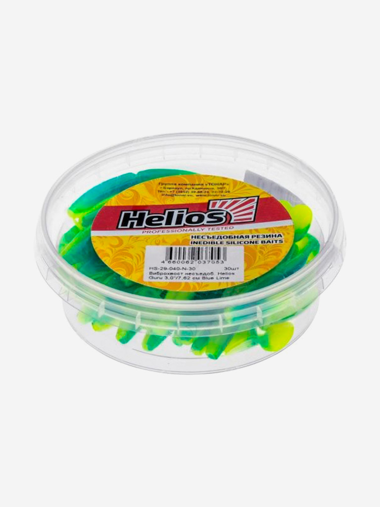 Мягкая приманка Helios Guru, 3'' / 7,62 см, Blue Lime, 30 шт (HS-29-040-N-30)