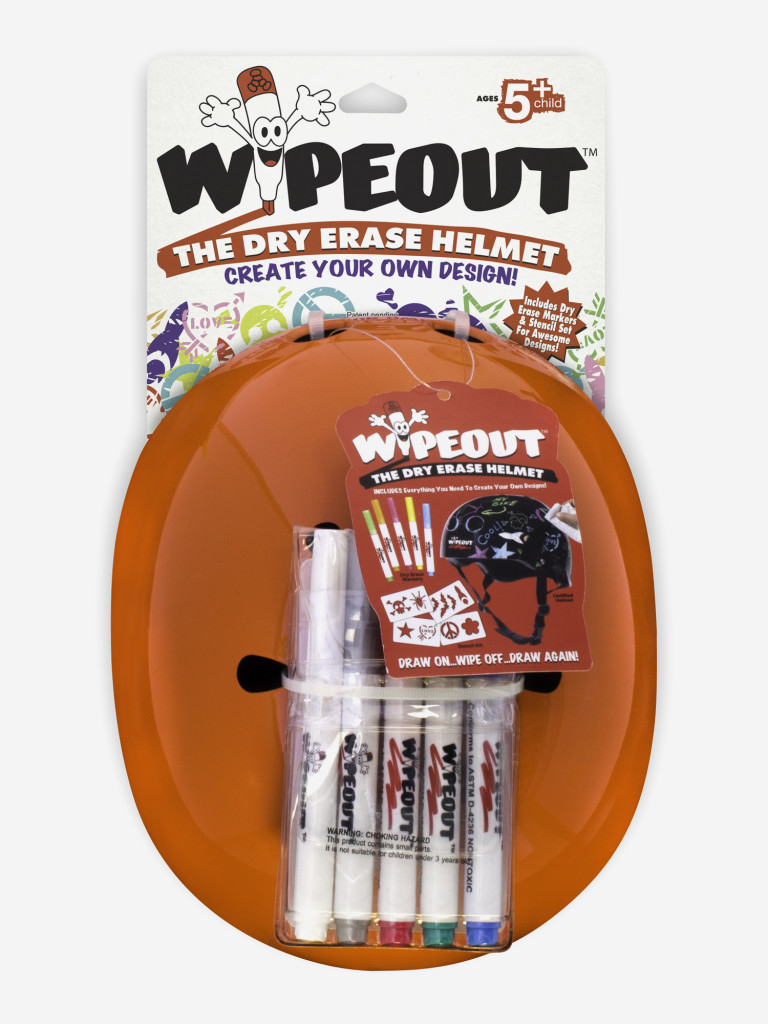 Шлем защитный с фломастерами Wipeout Neon Tangerine (M 5+) - оранжевый