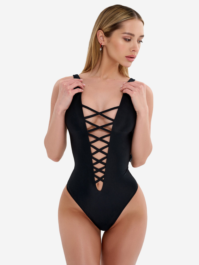 Слитный купальник женский Bona Fide: SwimSuit Trinity "Black"