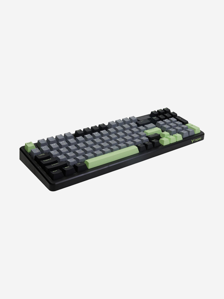 RAPOO Игровая механическая клавиатура проводная/беспроводная V700DIY-98, цвет: чер/сер/зел (10370)