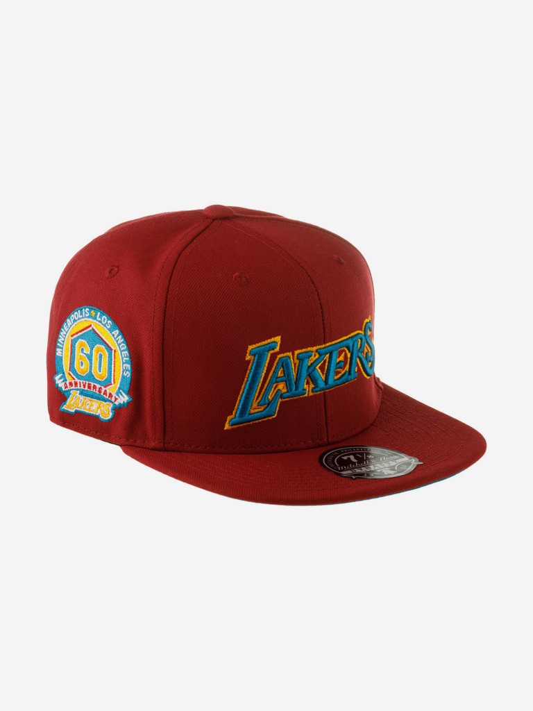 Бейсболка с прямым козырьком MITCHELL NESS 6HSFSH21251-LALCARD Los Angeles Lakers NBA (малиновый)