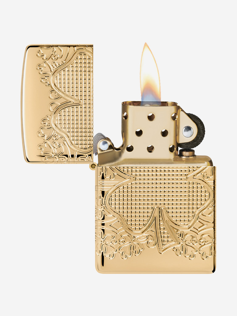 Зажигалка бензиновая ветроустойчивая Zippo Armor Lucky Clover High Polish