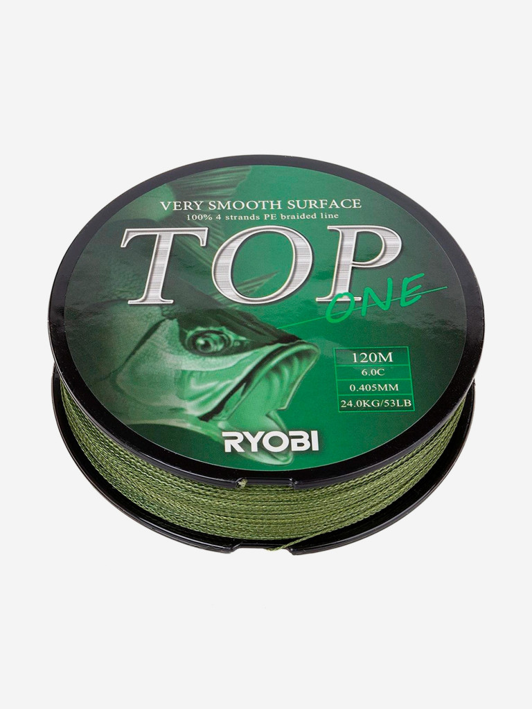 Шнур плетеный для рыбалки Ryobi TOP PE4X, 120м, 0,405мм, 24кг, темно-зеленый