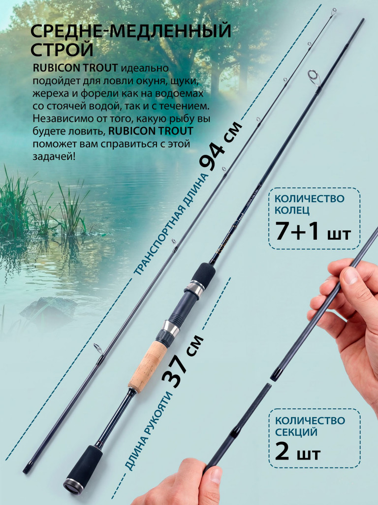 Спиннинг на форель RUBICON Trout 1-5 г 1,80 м / Спиннинг ультралайт для форели