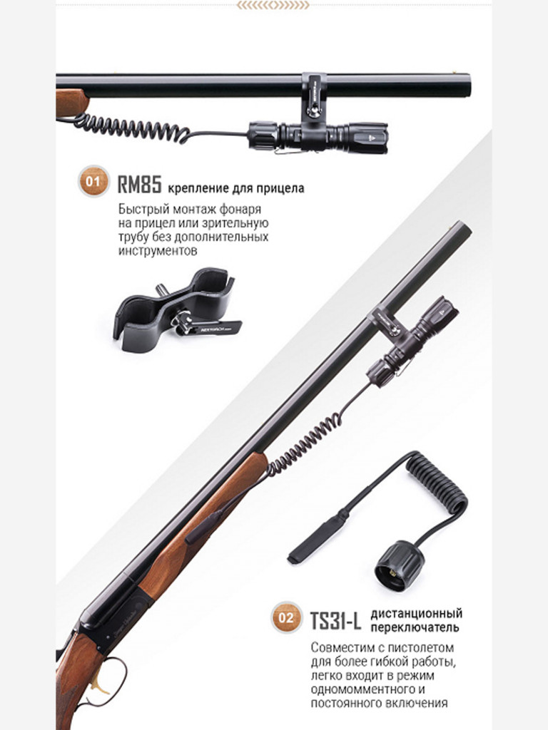 Фонарь тактический Nextorch T5G V2.0 Hunting Set, 1200 люмен