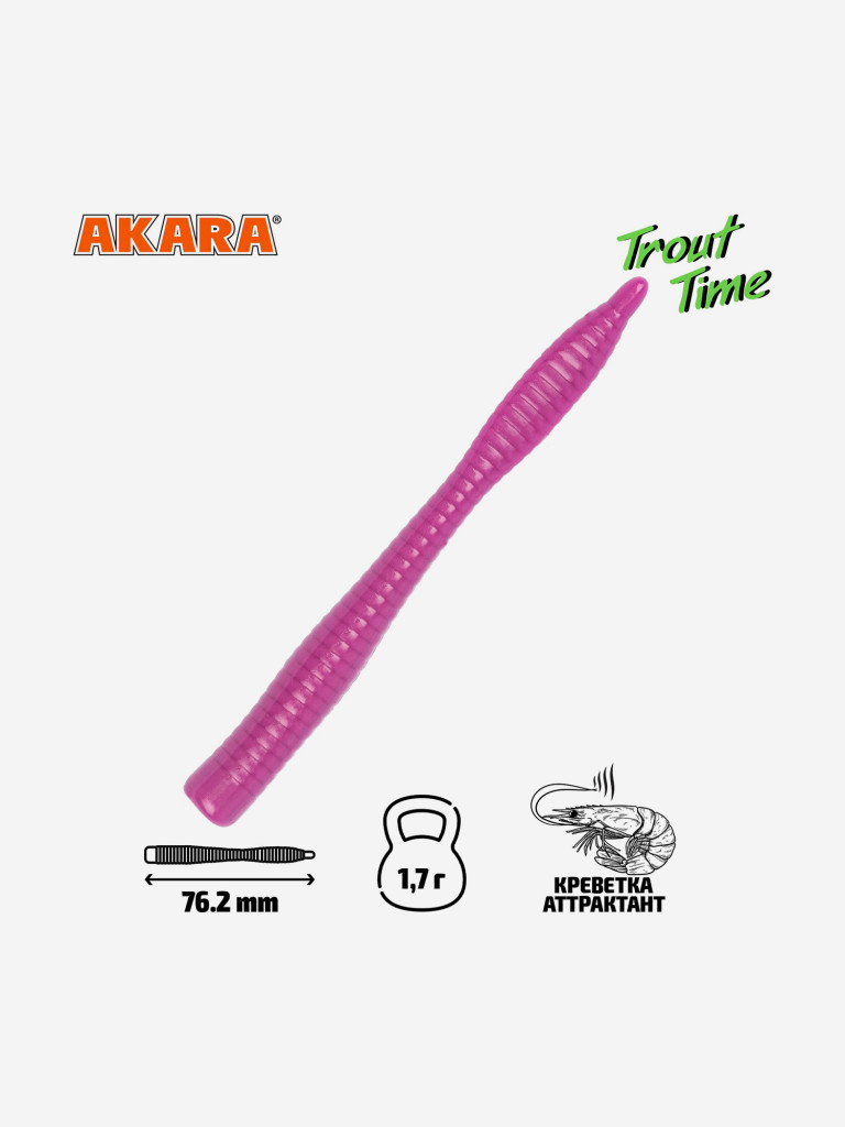 Силиконовая приманка Akara Trout Time WORM 3 Shrimp 459 (20 шт.)