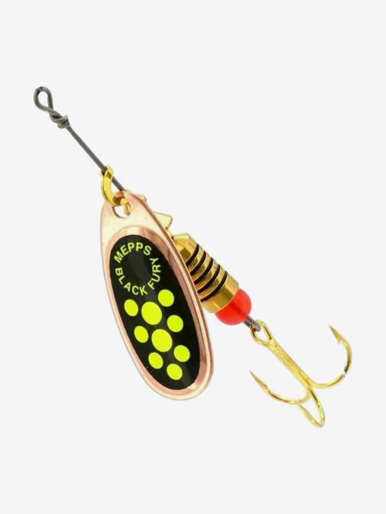 Блесна для рыбалки вертушка Mepps BLACK FURY 2, Copper/Chartreuse, комплект из 5 штук