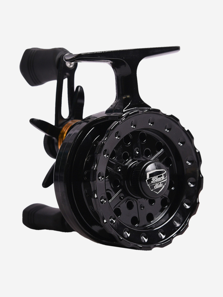 Катушка инерционная (зимняя) Black Side ICE ZEAL (4+1 подш.), черная, для зимней рыбалки под удочку и спиннинг на судака, окуня и другую рыбу