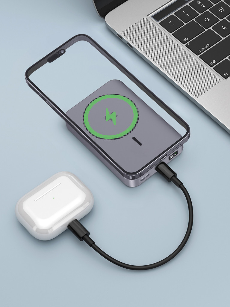 Внешний аккумулятор NRG Max Qi2.2 25Вт 10000 мА-ч (38.5 Вт-ч),Qi мощность до 25Вт MageSafe