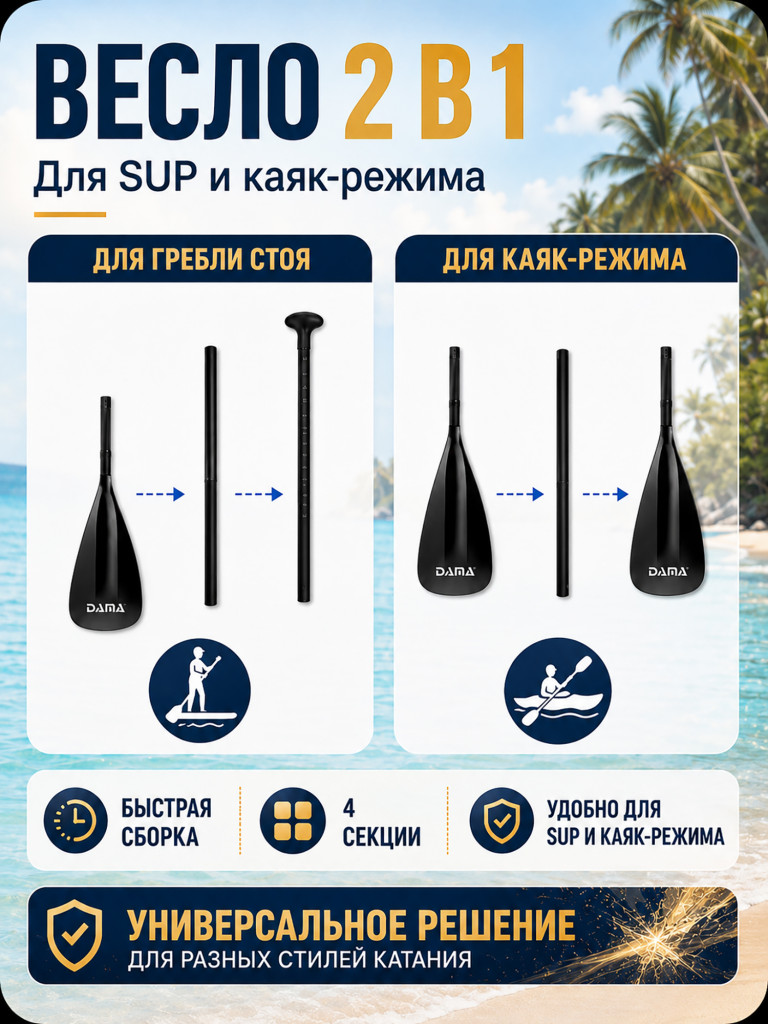 Сапборд двухслойный DAMA MONCHORIA Yellow 335 см