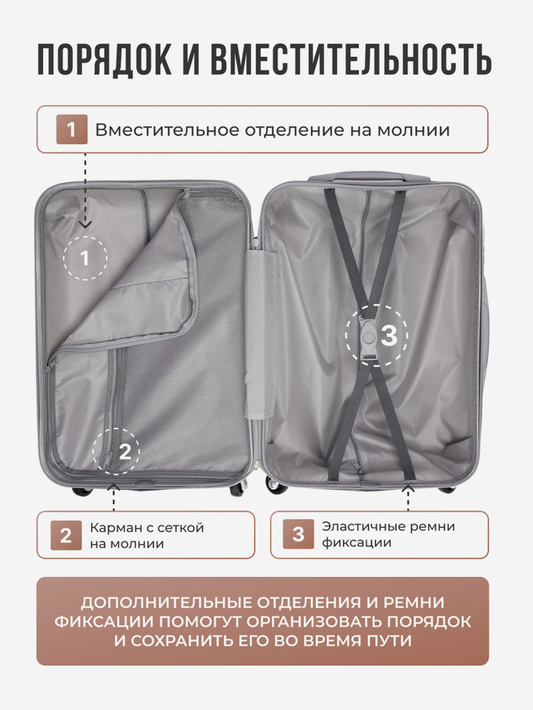 Чемодан Tevin s ручная кладь пластиковый неубиваемый