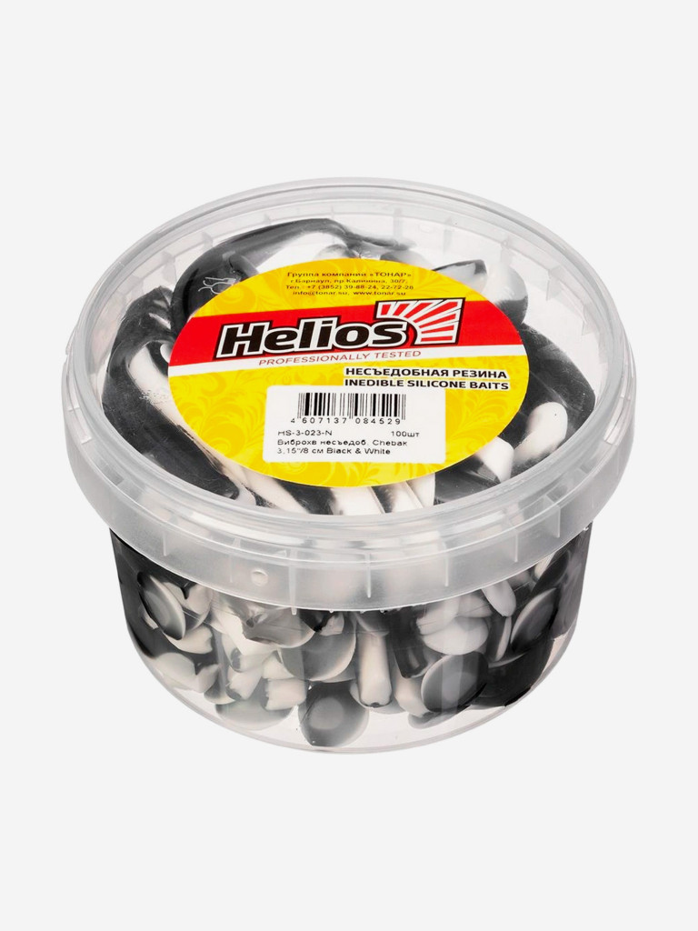 Мягкая приманка Helios Chebak, 3,15'' / 8 см, Black & White, 100 шт (HS-3-023-N)