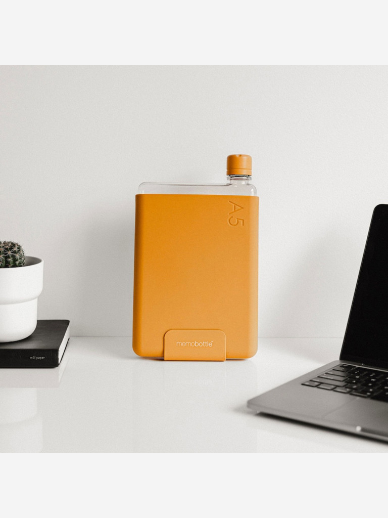 Бутылка с силиконовым чехлом Memobottle A5, оранжевый