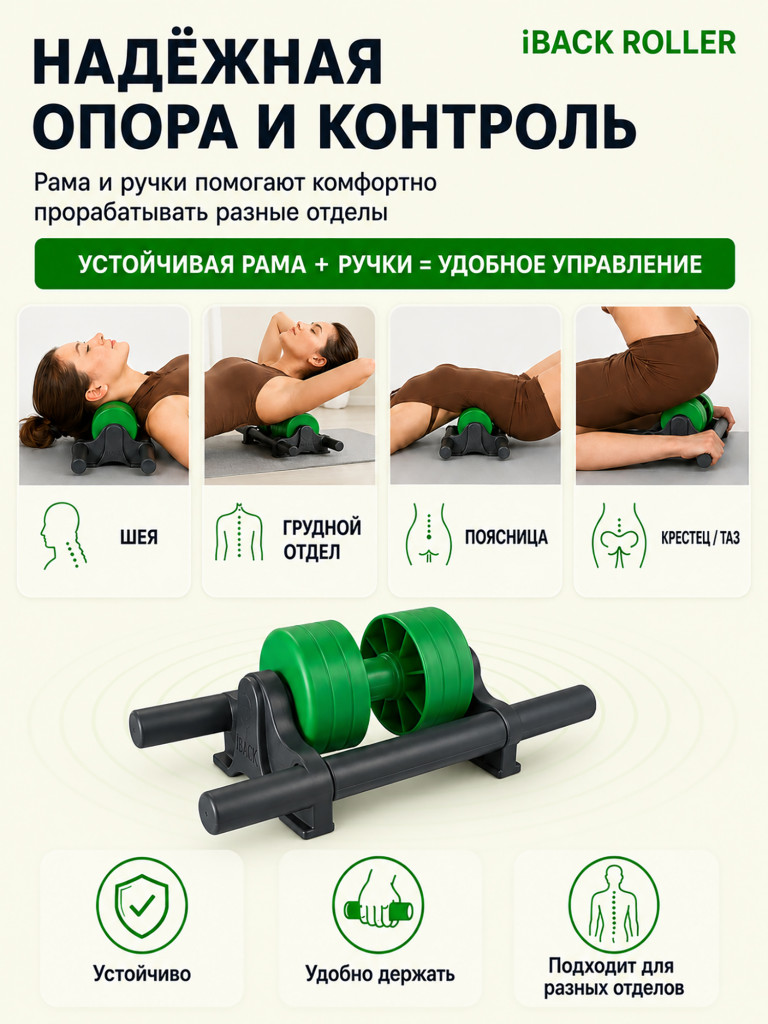 Массажный ролик для спины iBACK ROLLER МФР ролл с выемкой под позвоночник