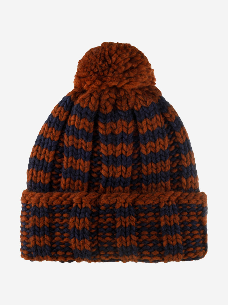 Шапка с отворотом STETSON 8599394 BEANIE STRIPES W POMPOM STETSON FREESTYLE (бордовый / синий)