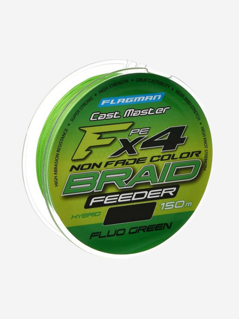 FLAGMAN Шнур Cast Master Feeder Braid F4 150м Fluo Green 0,10мм 5,1кг