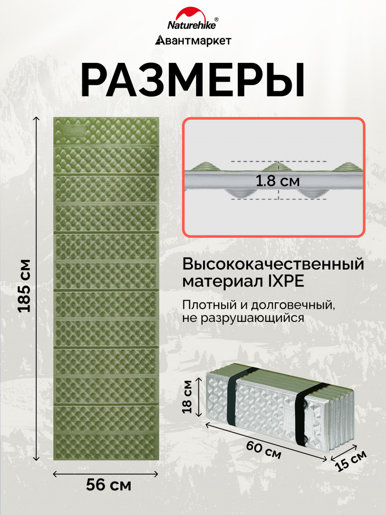 Коврик Naturehike CNK2550WS030 Troues R3.0 складной зеленый