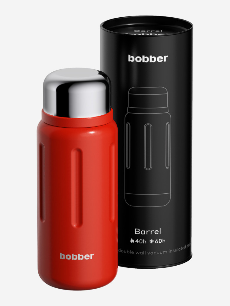 Термос вакуумный BOBBER Barrel 1 л с широким горлом и ситечком, тепло до 40 часов, красный