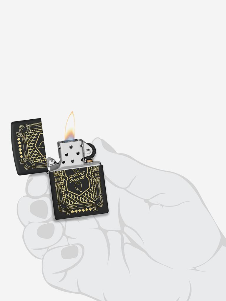 Зажигалка бензиновая ветроустойчивая Zippo Lines Design Black Matte