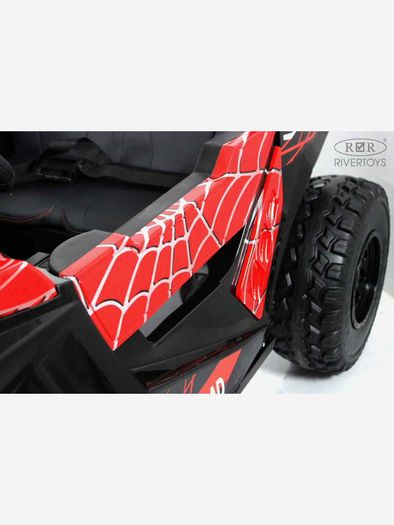 Детский электромобиль RIVERTOYS A707AA LUX NEW 4WD красный спайдер