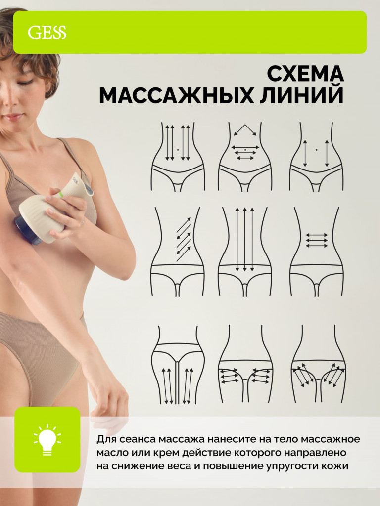 Вакуумный антицеллюлитный лимфодренажный беспроводной массажер для тела с подогревом GESS Body Tonus, массажер для похудения