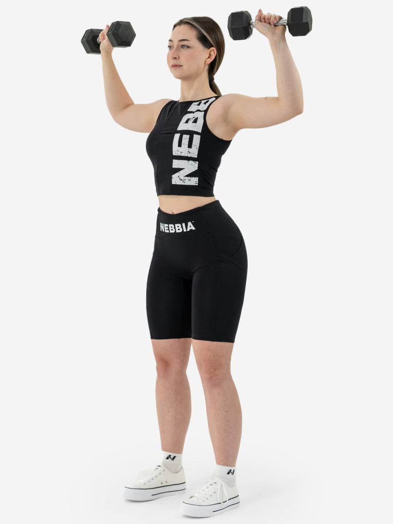 Шорты спортивные женские NEBBIA High waisted biker shorts 10″ GYM THERAPY 628