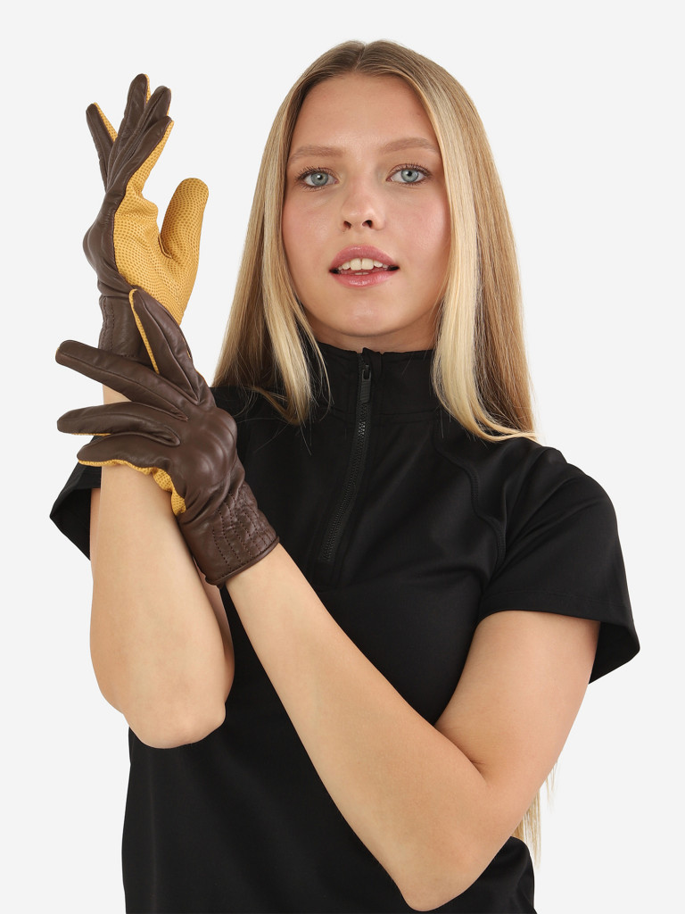 Кожаные перчатки женские Sweet Horse для верховой езды с защитой костяшек