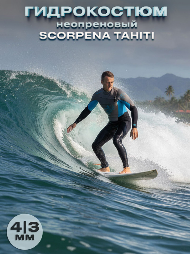Гидрокостюм Мужской SCORPENA Tahiti, 4 мм