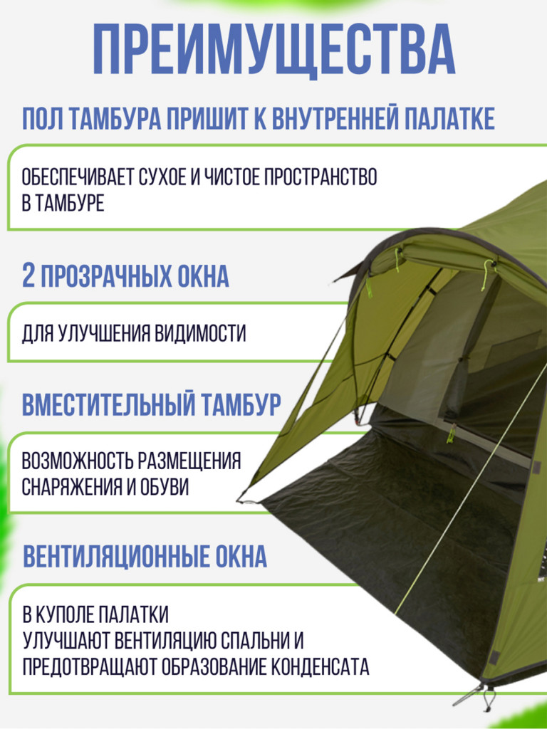 Двухместная двухслойная туристическая палатка Trek Planet Bergamo 2