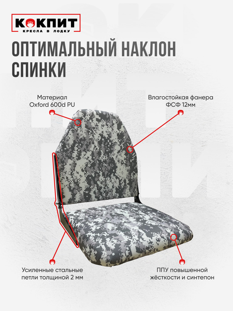 Кресло складное непромокаемое в лодку ПВХ Кокпит